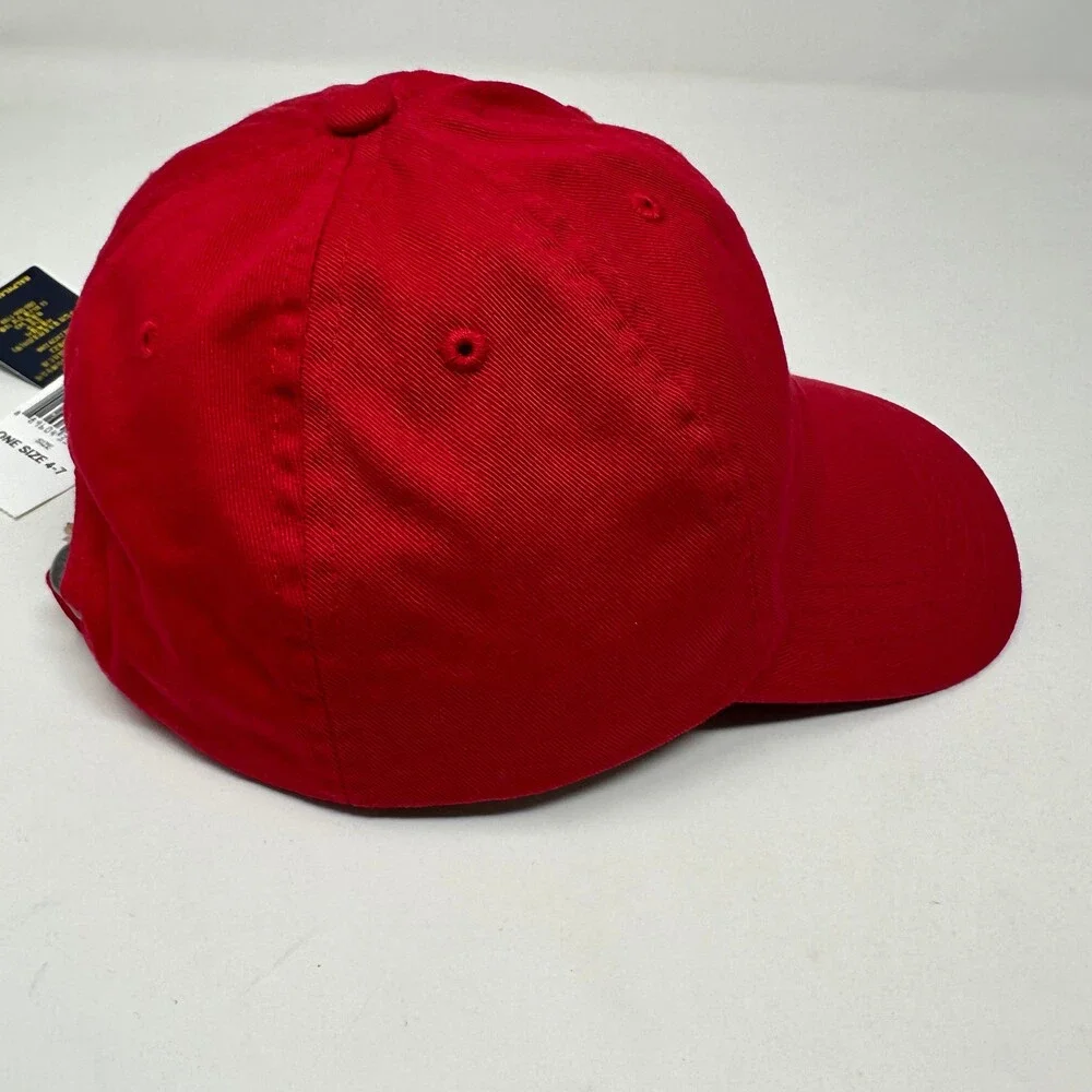 Polo Ralph Lauren Hat Kids Adjustable Red Cotton Signature Pony Cap